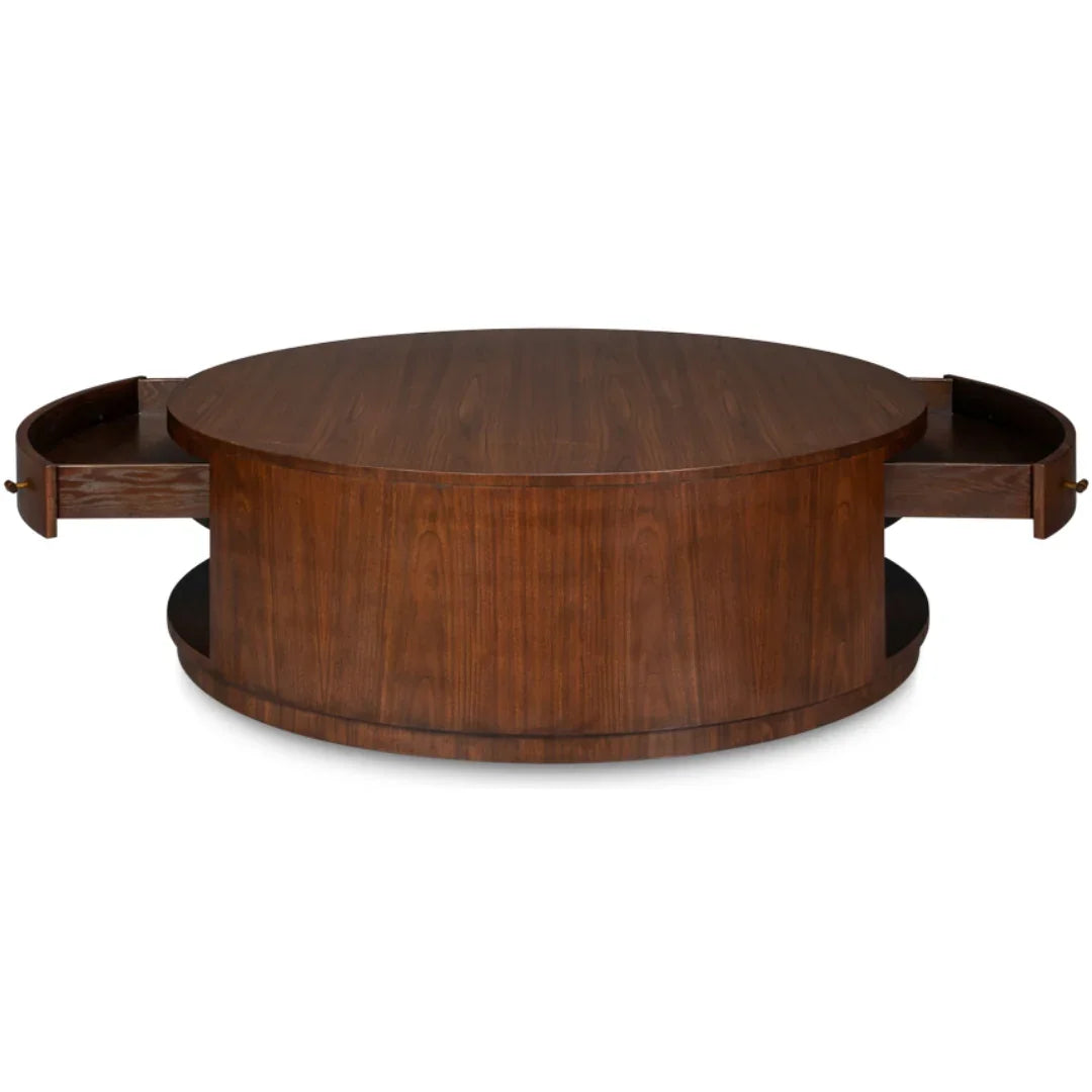 Round Dark Walnut Coffee Table