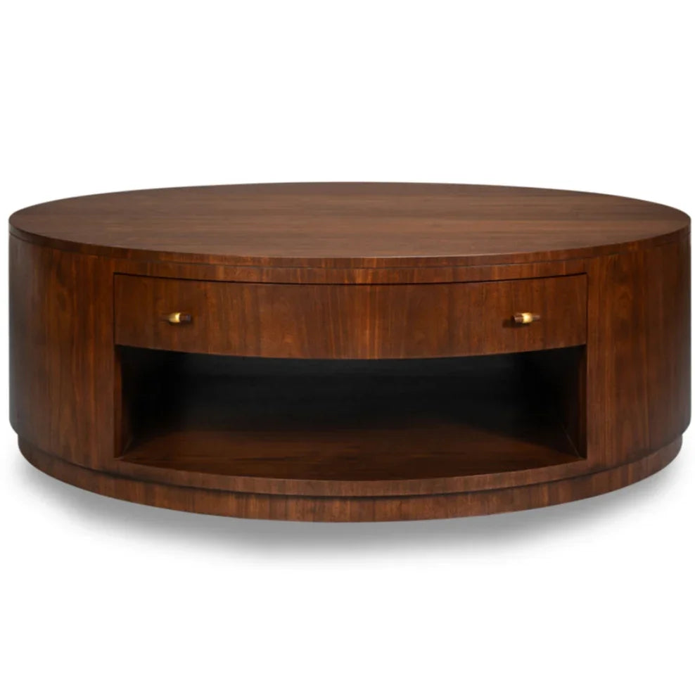 Round Dark Walnut Coffee Table
