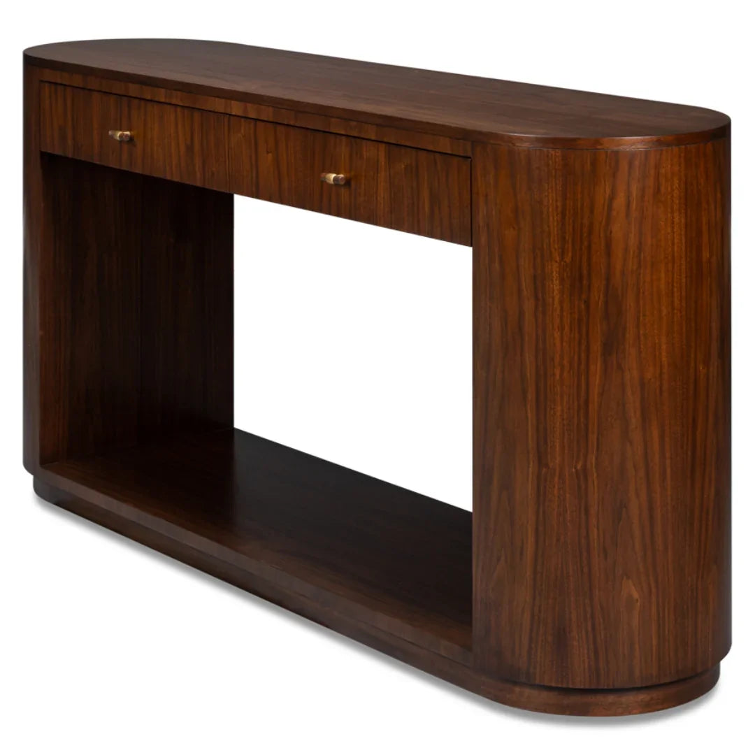 Oblong Dark Walnut Console Table