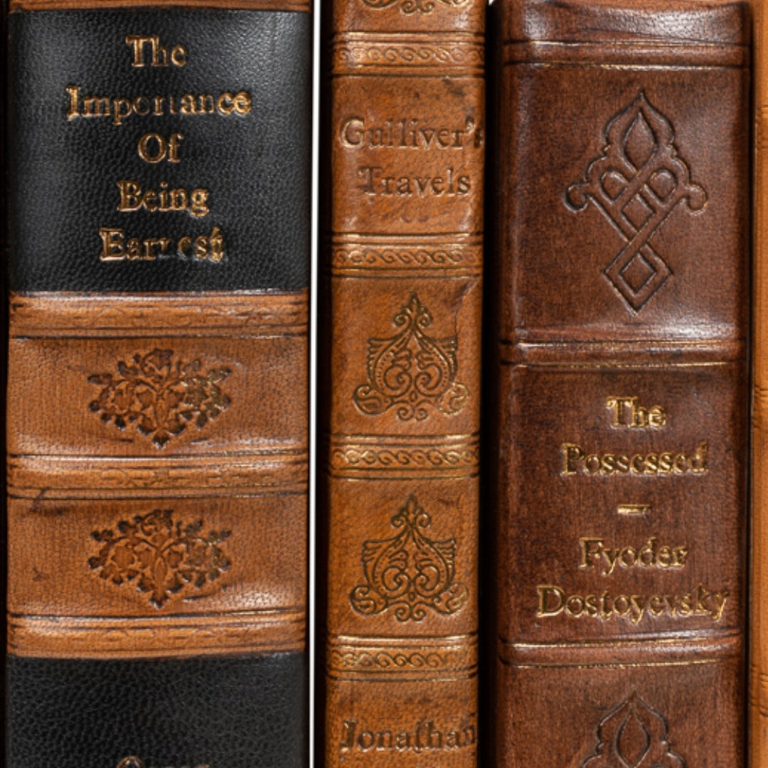 Decorative Gilt-Spine Faux Books, Set of 24