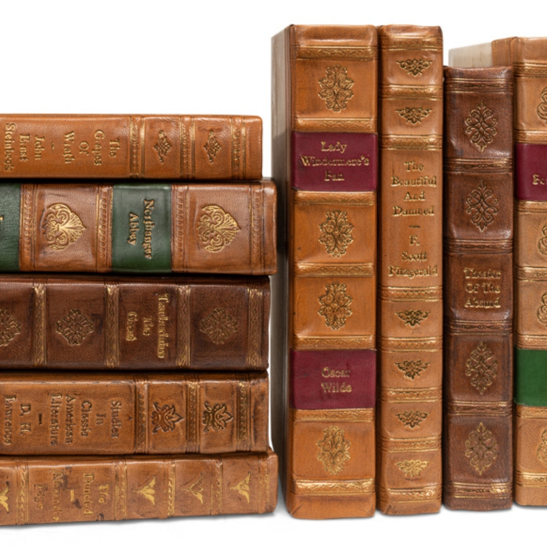 Decorative Gilt-Spine Faux Books, Set of 24