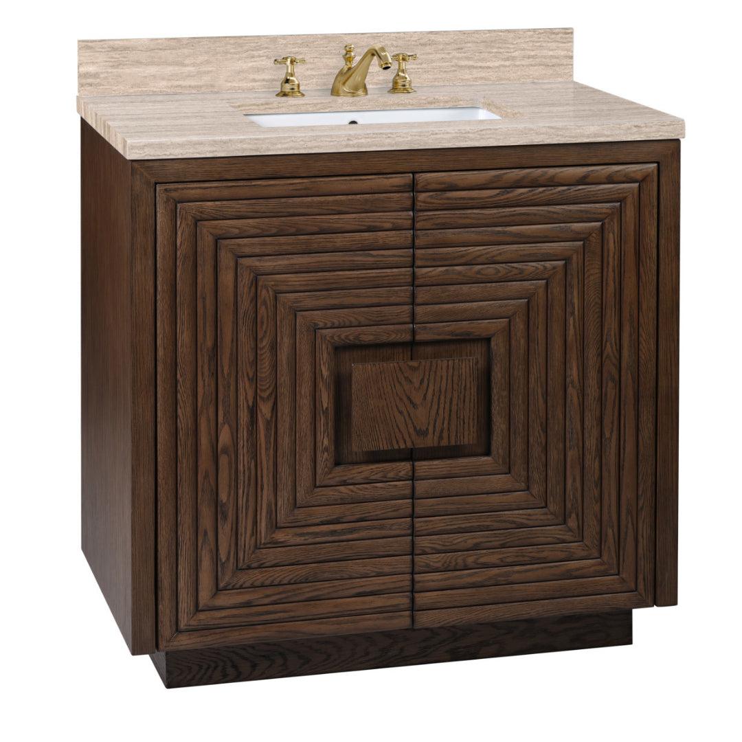 Geometric Deep Brown Vanity with Undermount Sink