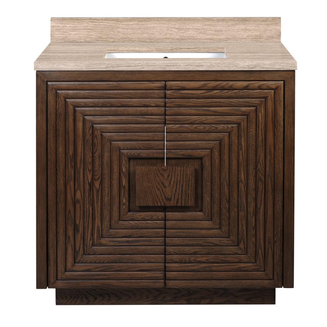 Geometric Deep Brown Vanity with Undermount Sink