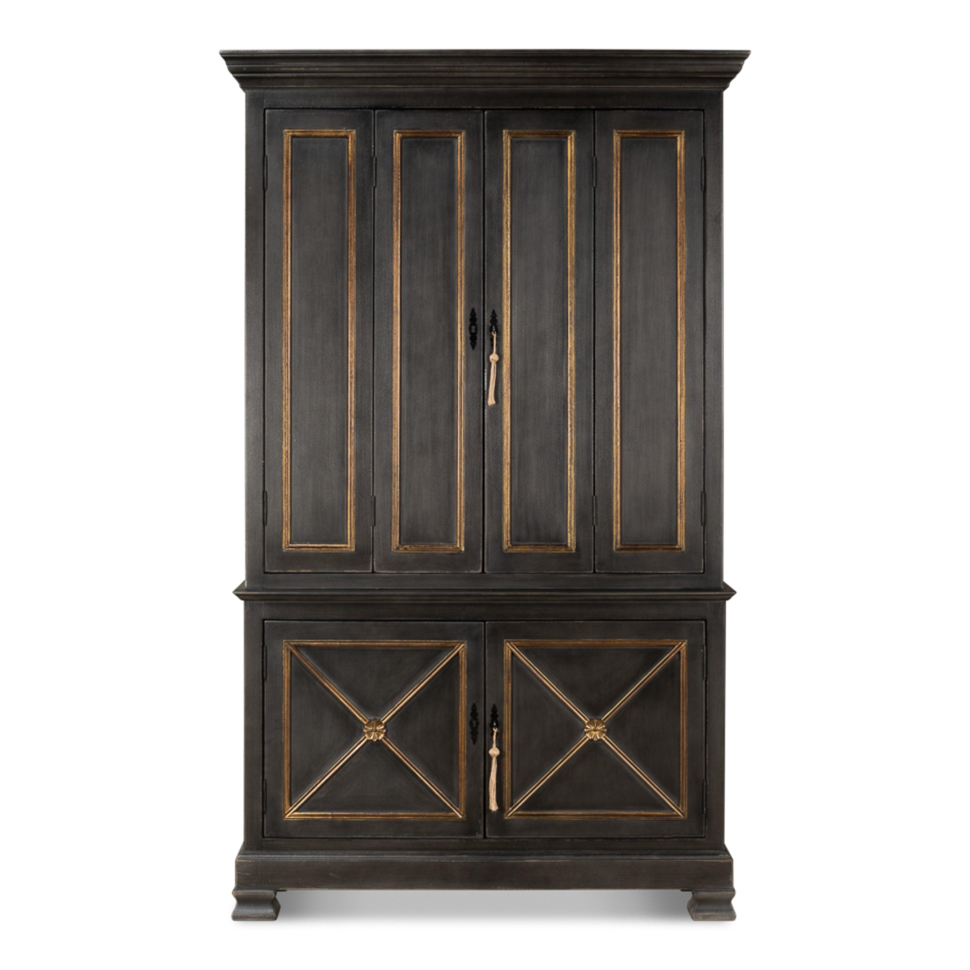 Charcoal and Gold Trimmed Directoire Cabinet