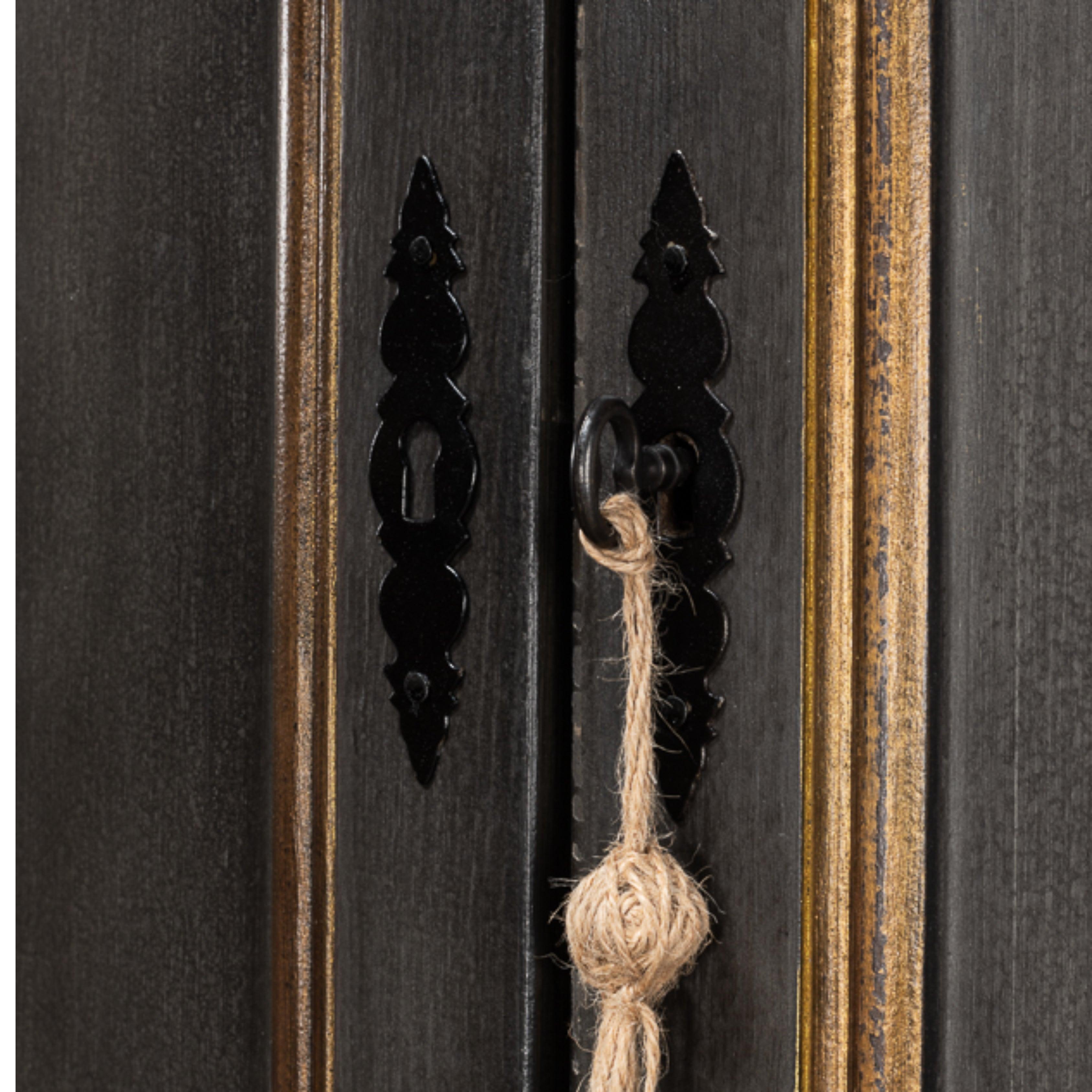 Charcoal and Gold Trimmed Directoire Cabinet