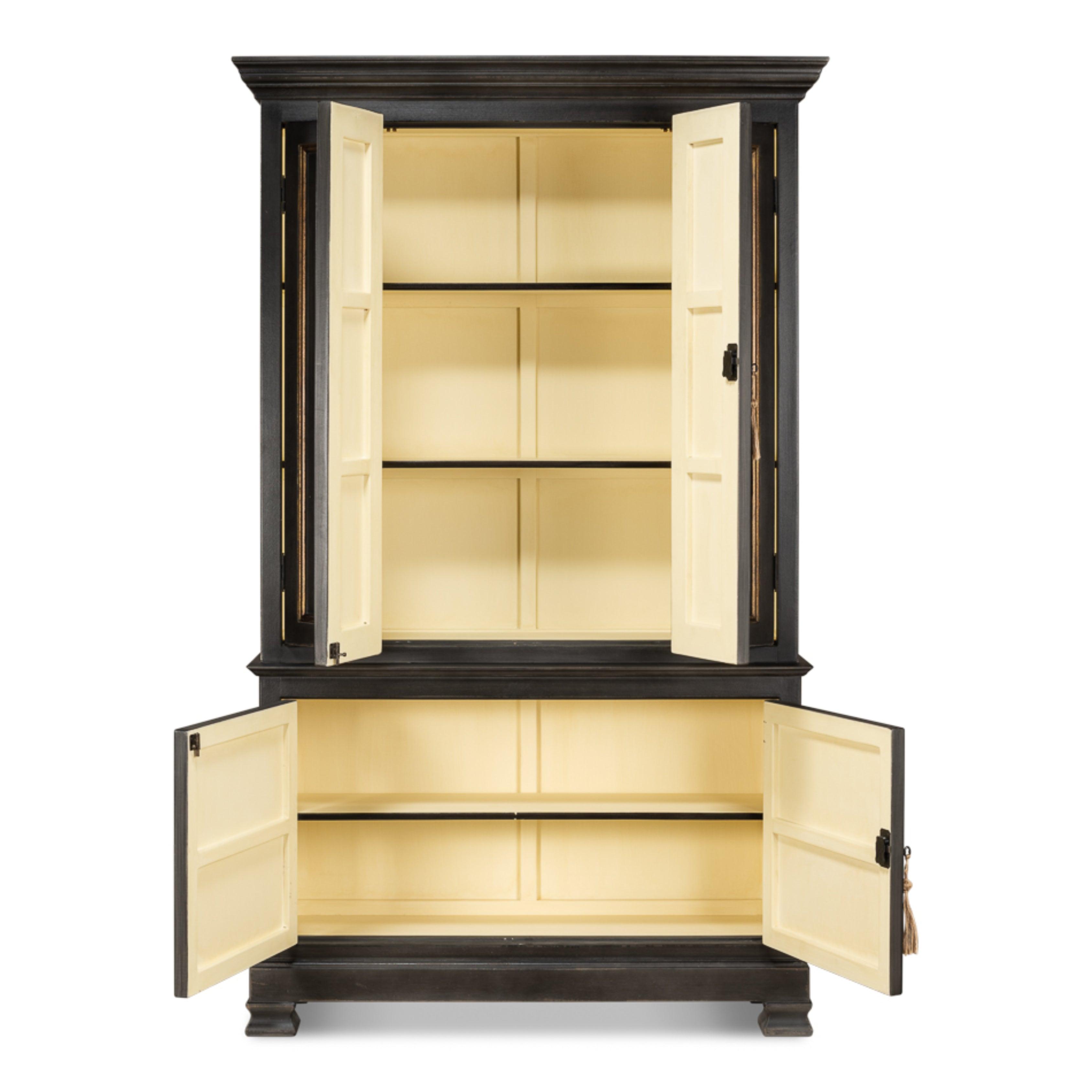 Charcoal and Gold Trimmed Directoire Cabinet