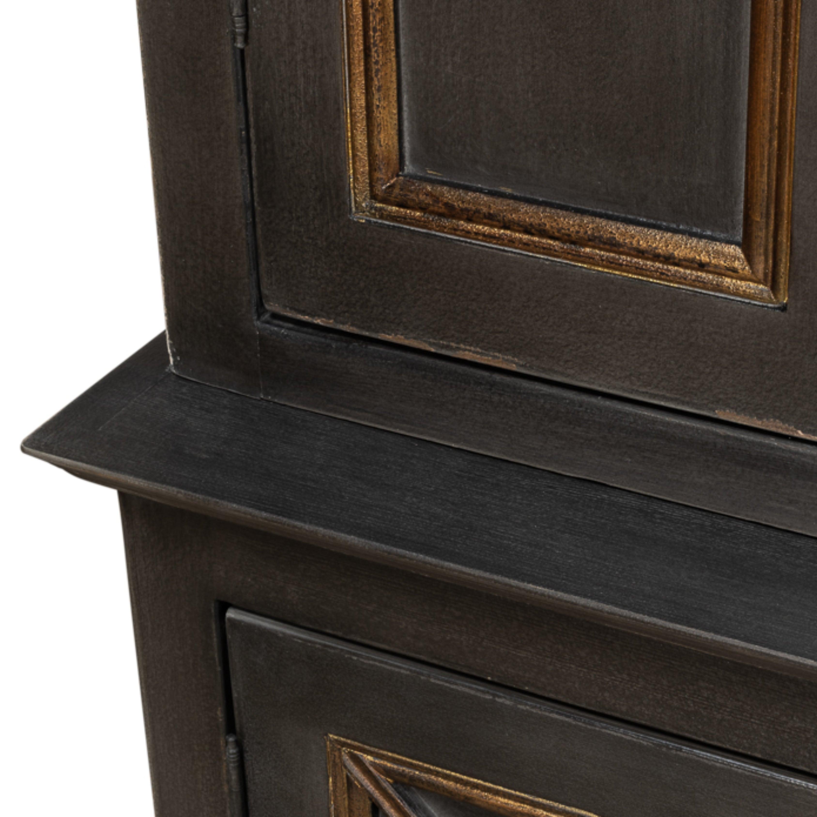 Charcoal and Gold Trimmed Directoire Cabinet