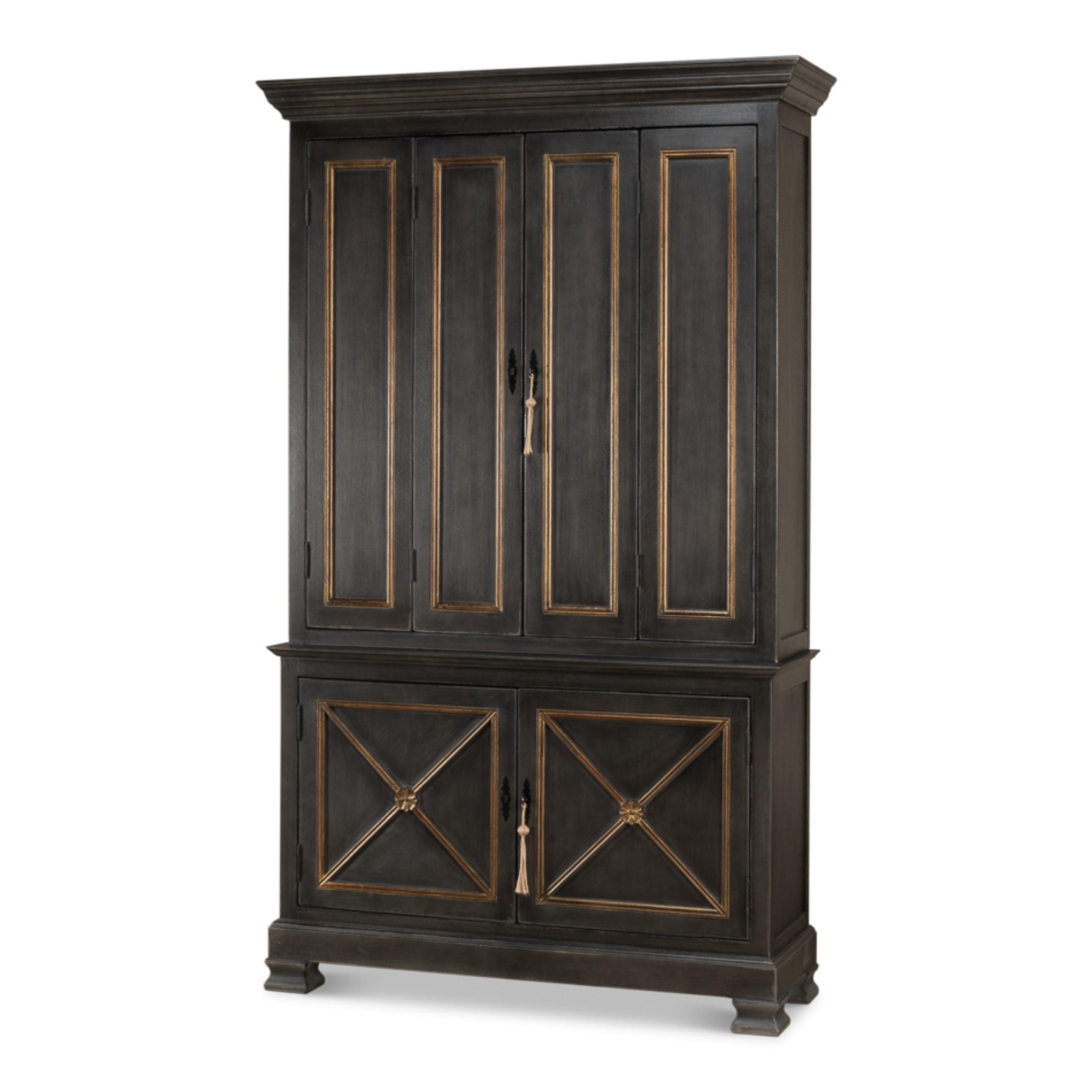 Charcoal and Gold Trimmed Directoire Cabinet