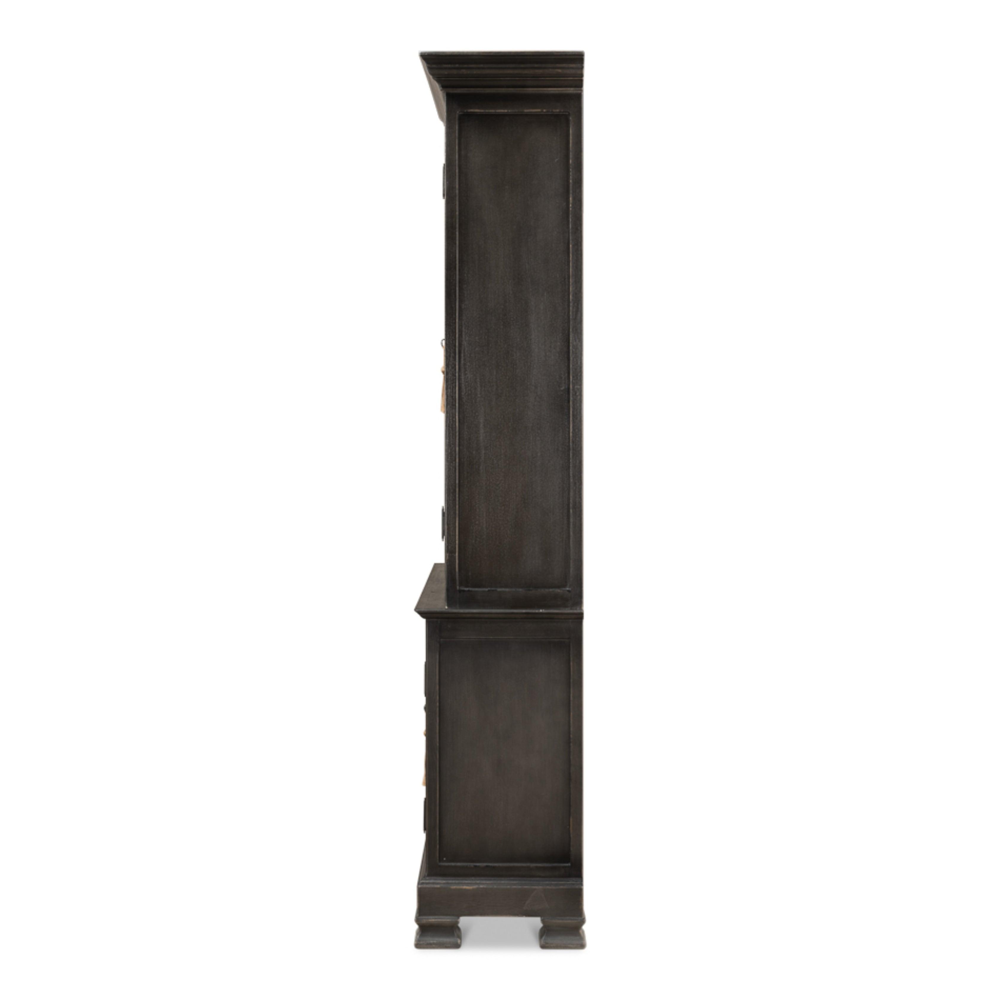 Charcoal and Gold Trimmed Directoire Cabinet
