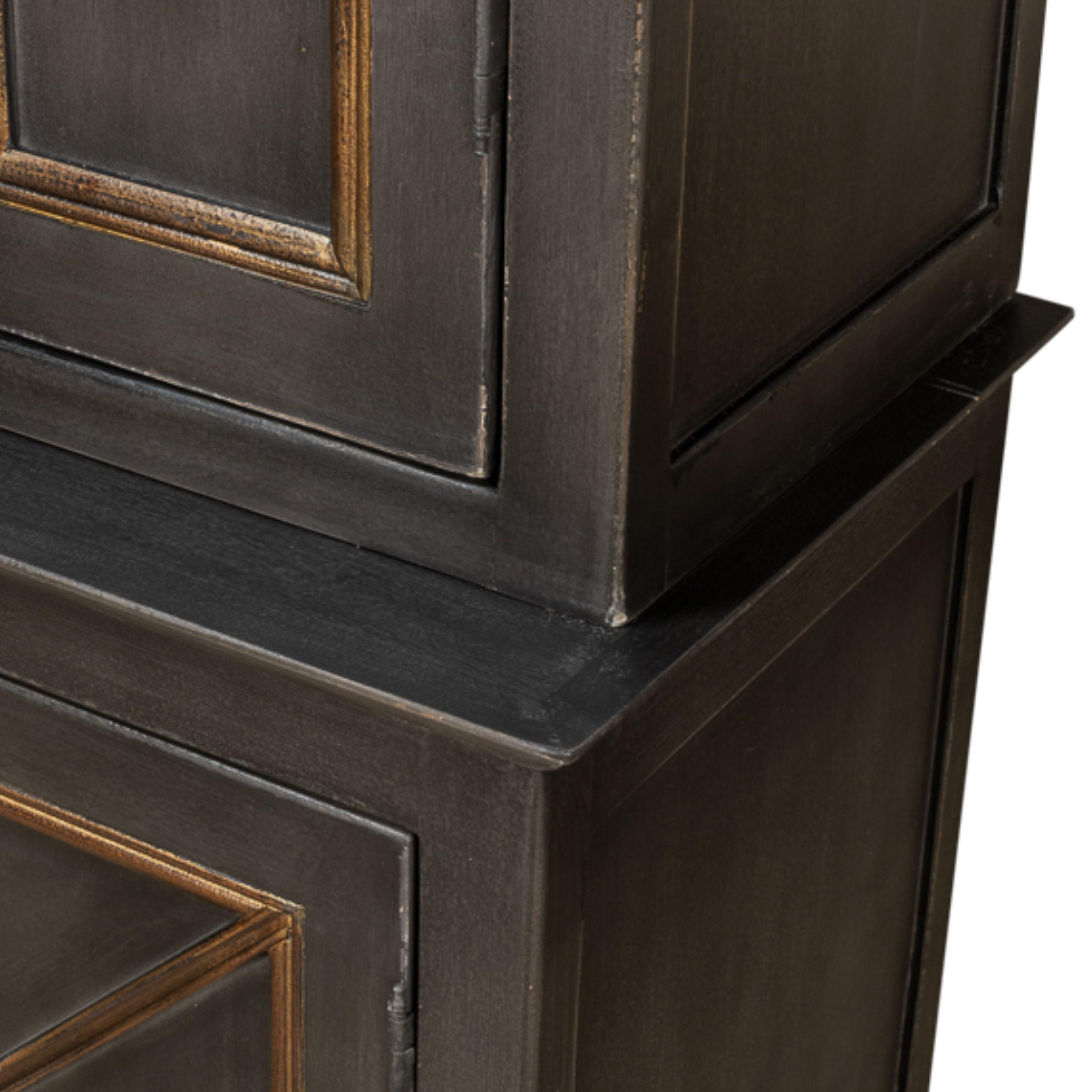Charcoal and Gold Trimmed Directoire Cabinet
