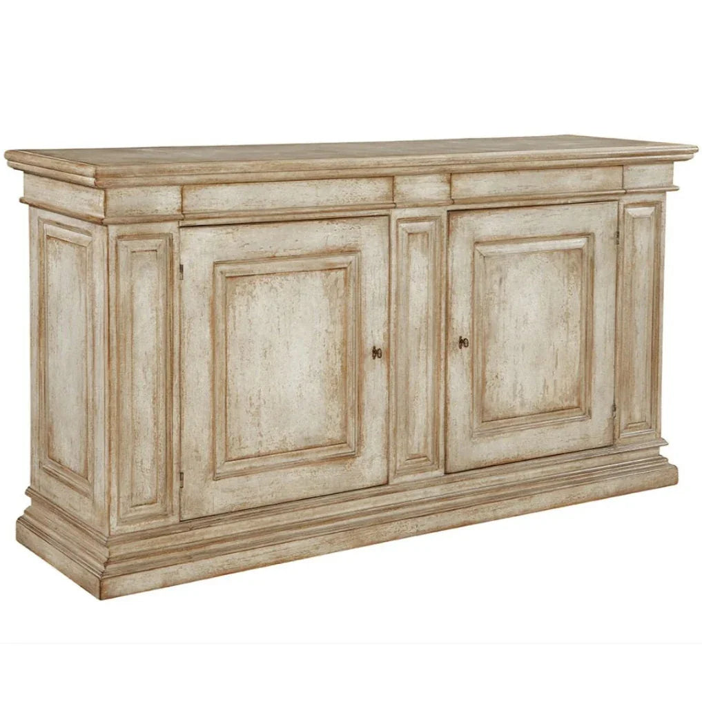 Italian Distressed Beige Wood Sideboard