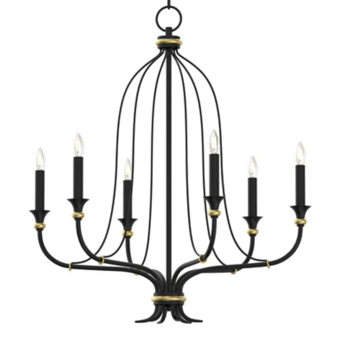 Distressed Black Gold 6-Light Candle-Style Chandelier