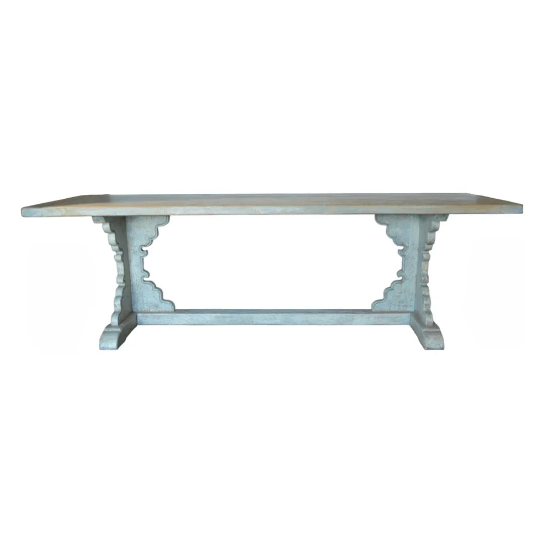 Distressed Blue Reclaimed Trestle Dining Table