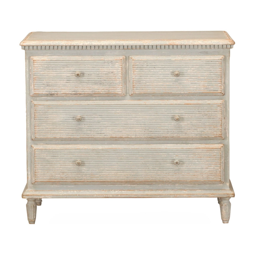 Distressed Blue Ribbed Side Chest