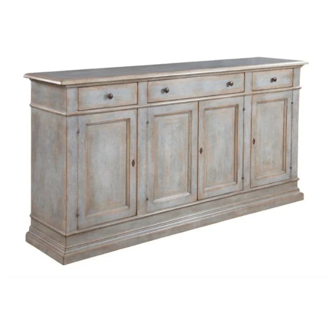 Blue Gray Distressed Four Door Sideboard