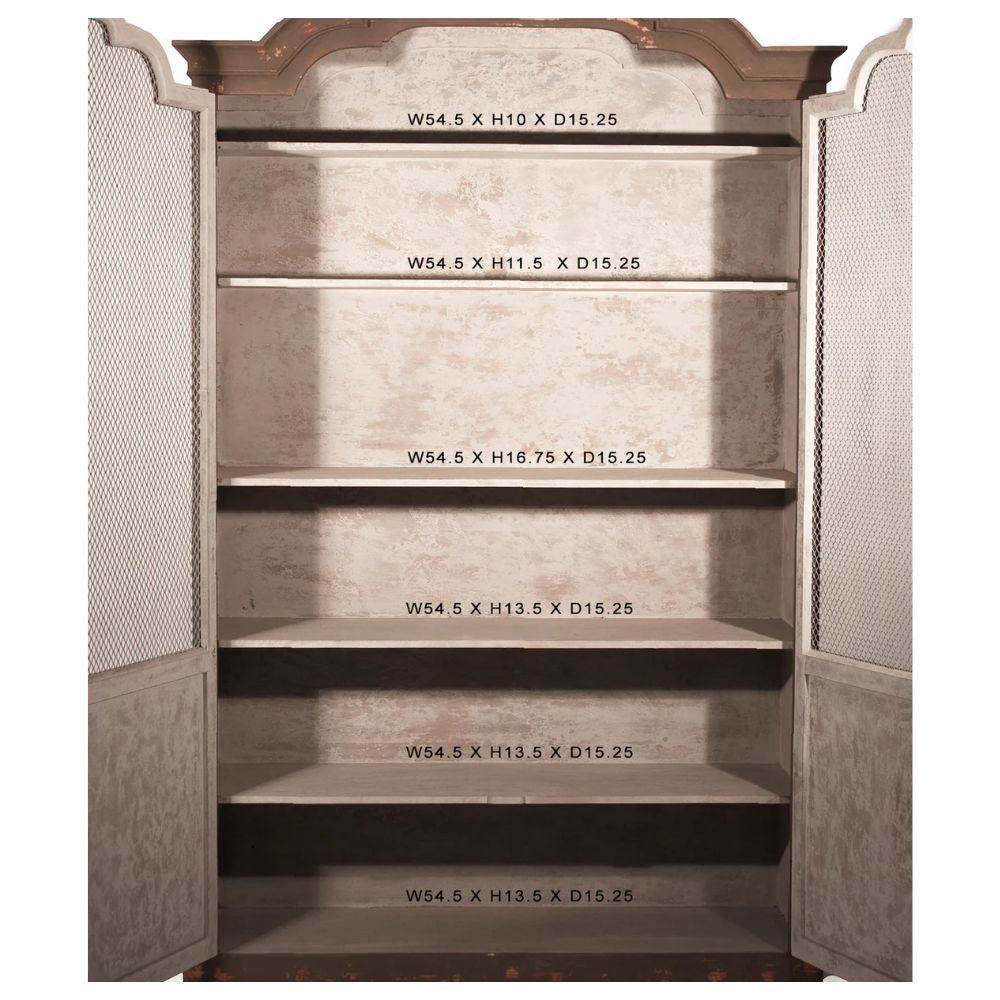 Crown French Country Mesh Door Display Cabinet