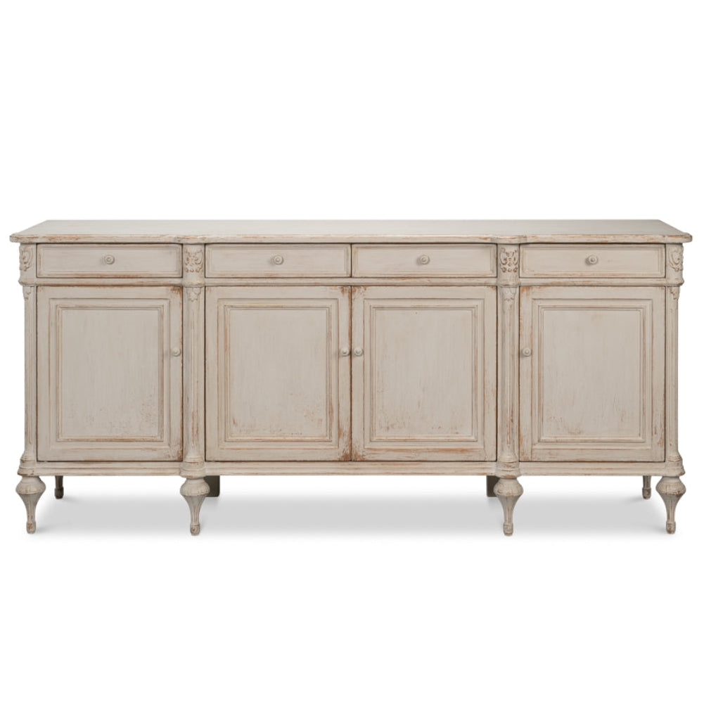 Fleur Distressed White Country Sideboard