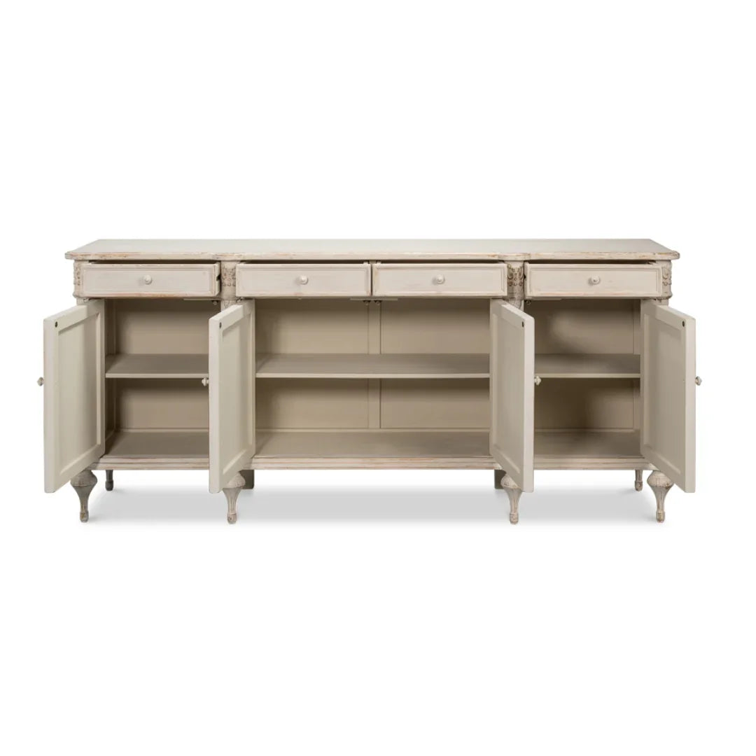 Fleur Distressed White Country Sideboard