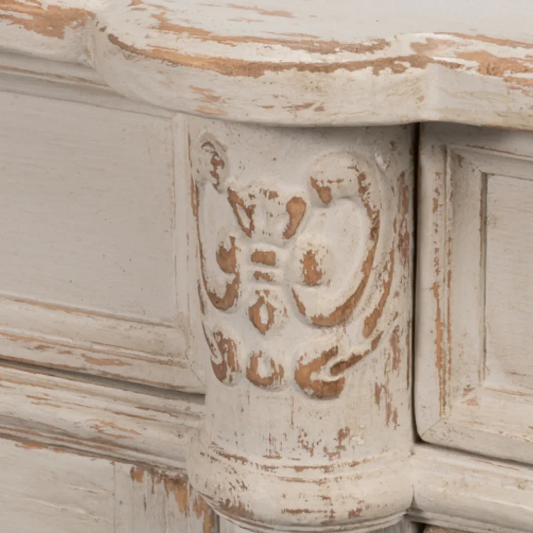 Fleur Distressed White Country Sideboard