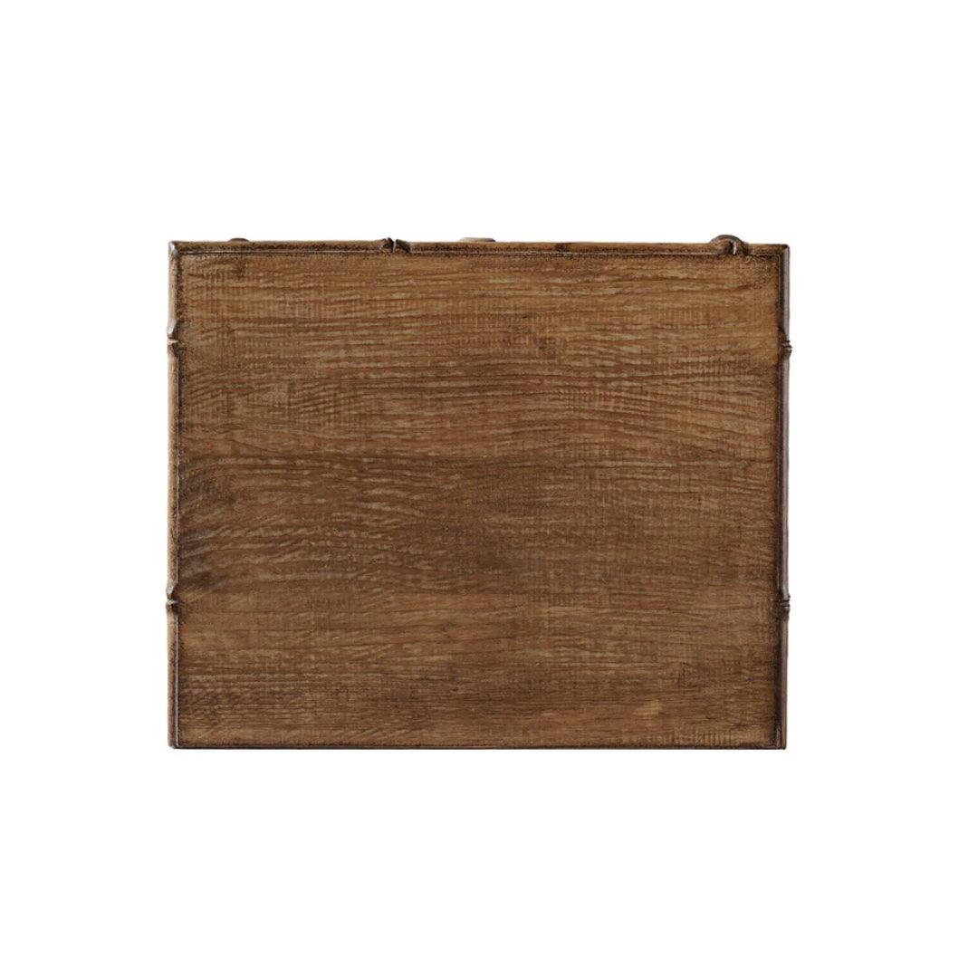 Distressed Natural Finish Faux Bamboo Nightstand Table