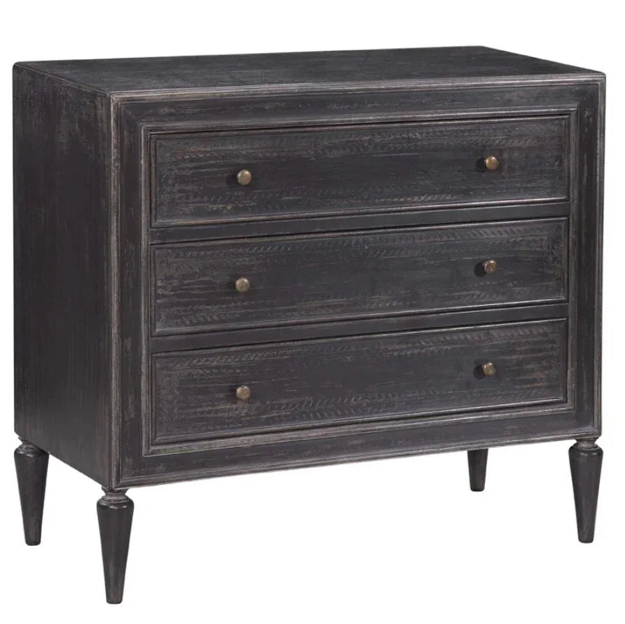 Black Venetian Etched Leaf Drawer Chest