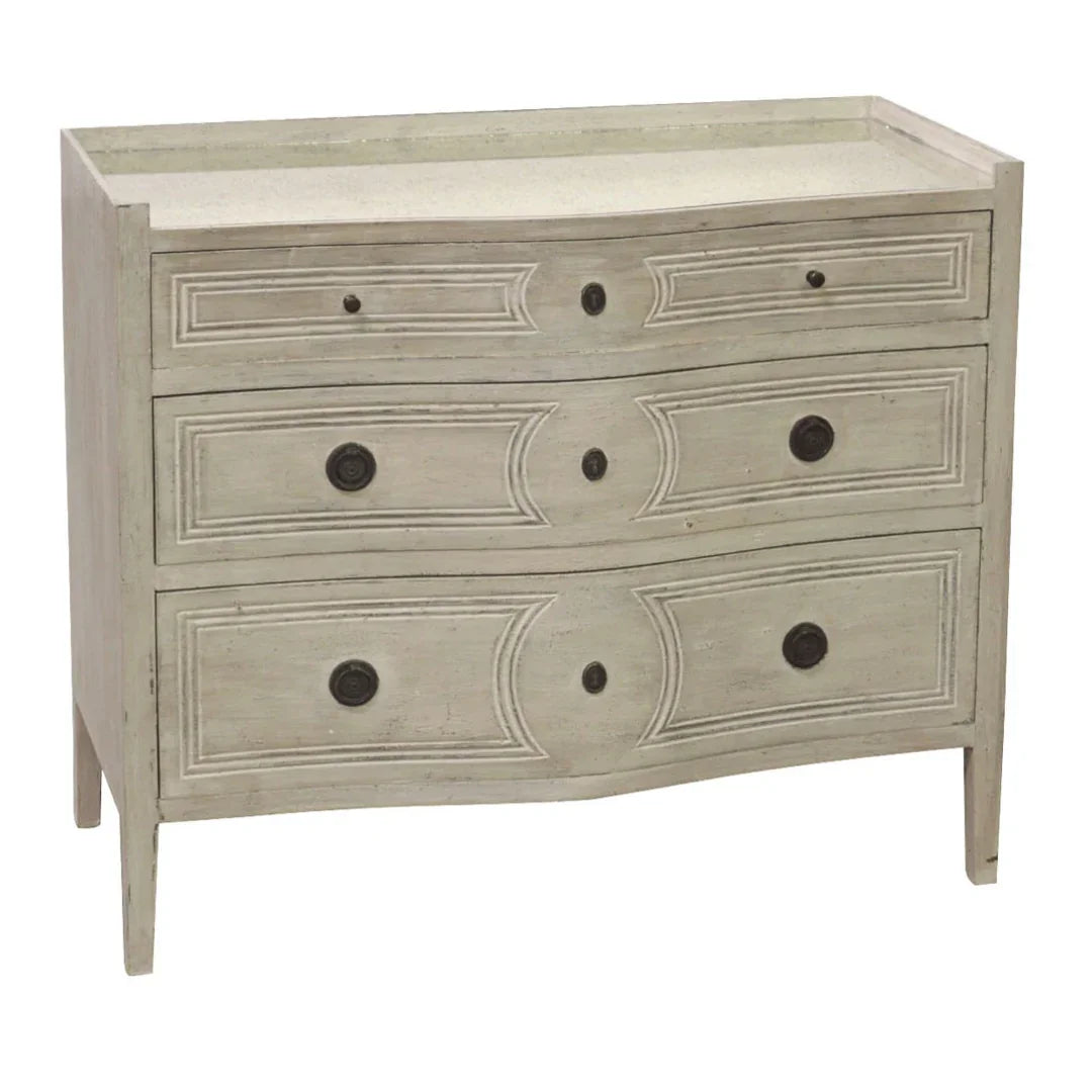 Distressed Mirror Tray Top Chest