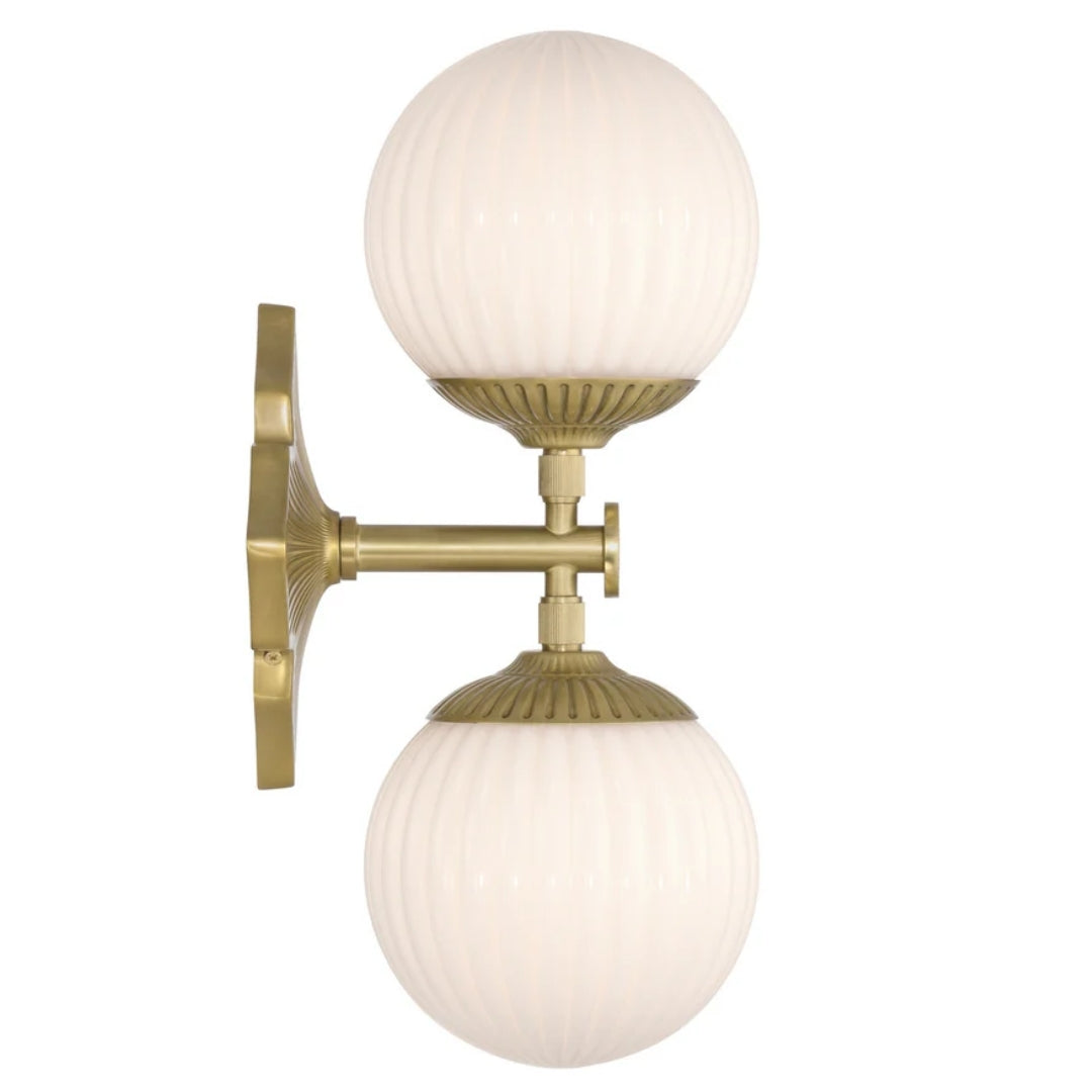 Double White Art Deco Globe Opal Wall Sconce