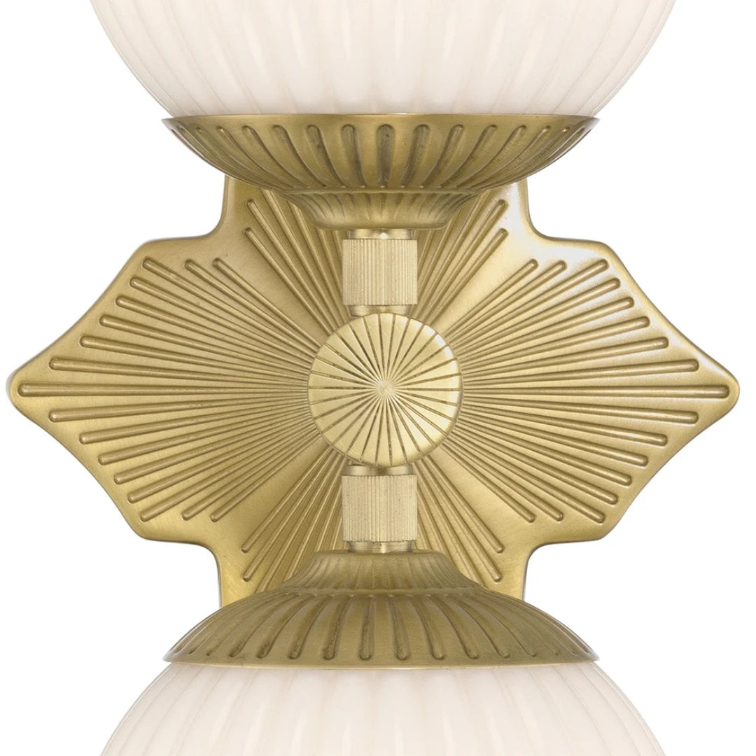 Double White Art Deco Globe Opal Wall Sconce