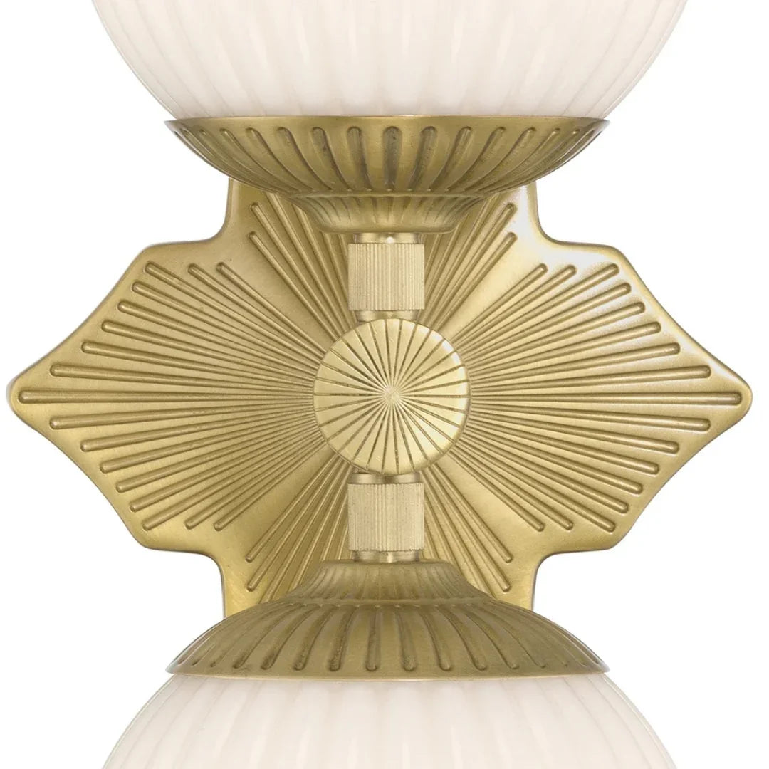 Double White Art Deco Globe Opal Wall Sconce