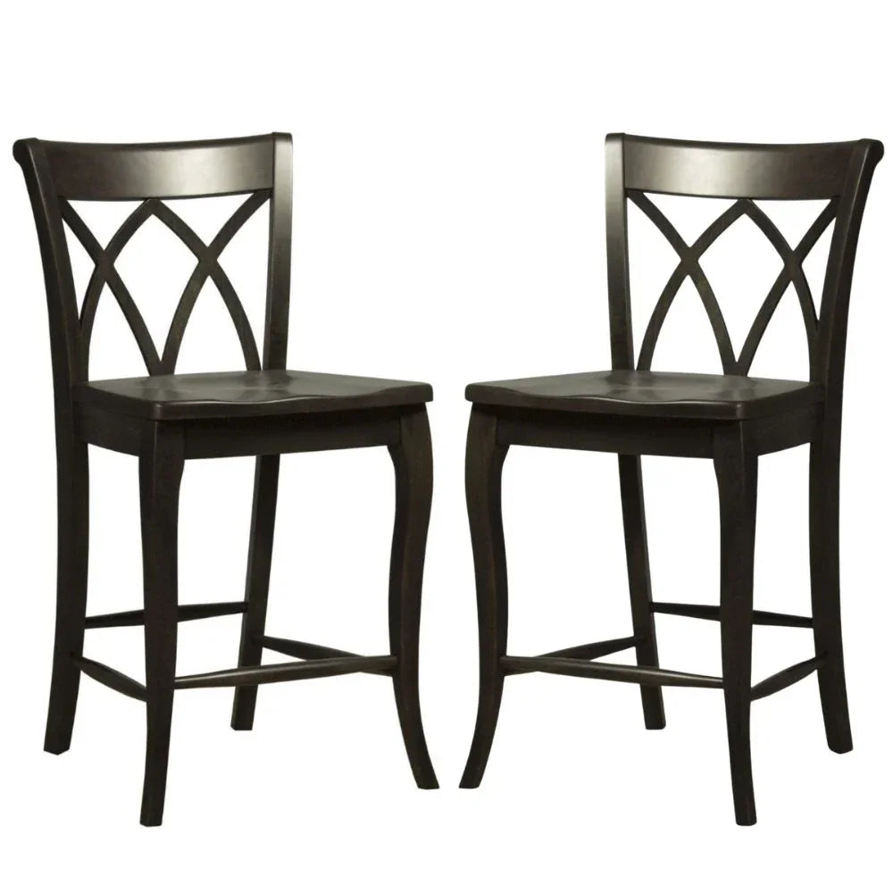 Double X Back Solid Wood Counter Stool