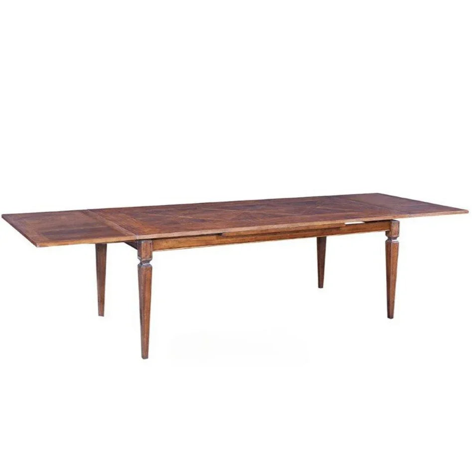 Extendable Parquet Top French Dining Table