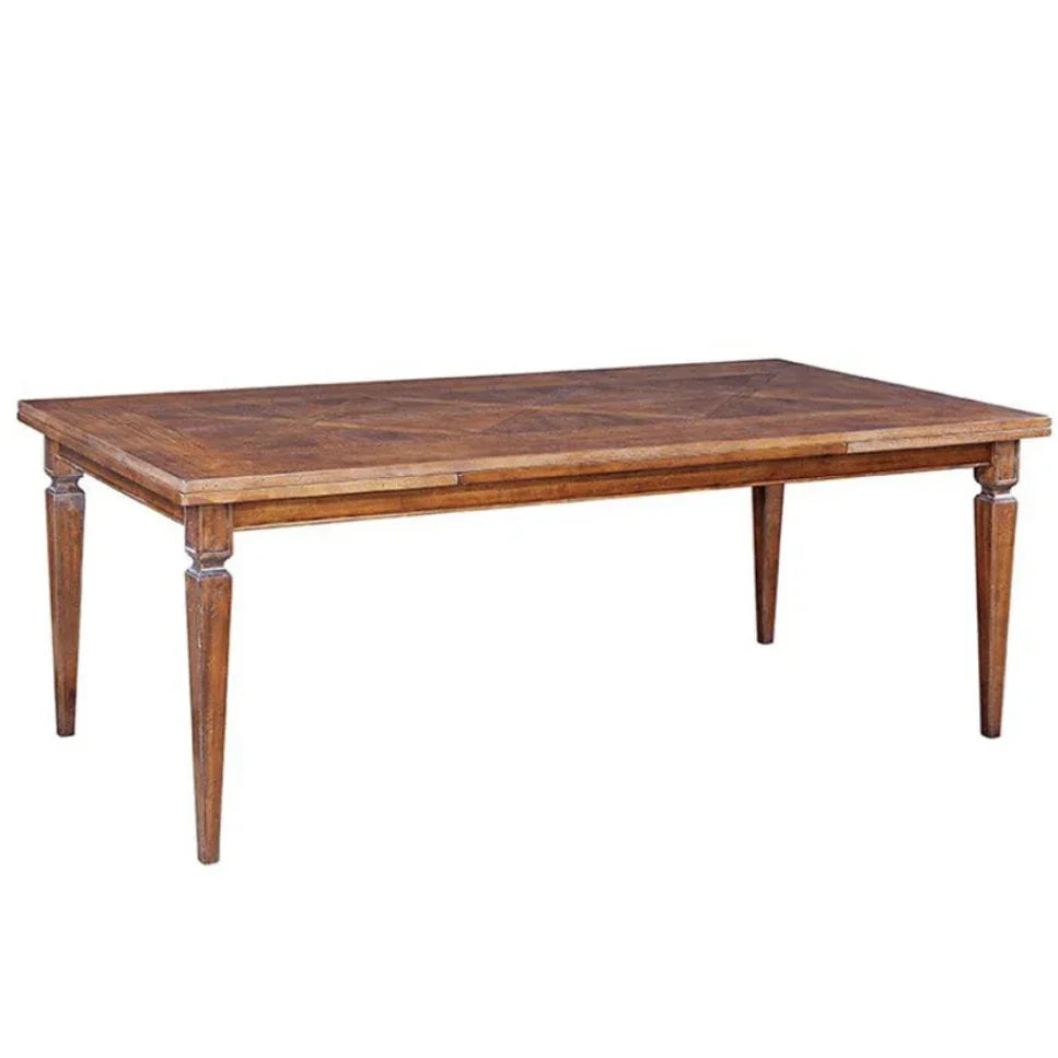 Extendable Parquet Top French Dining Table