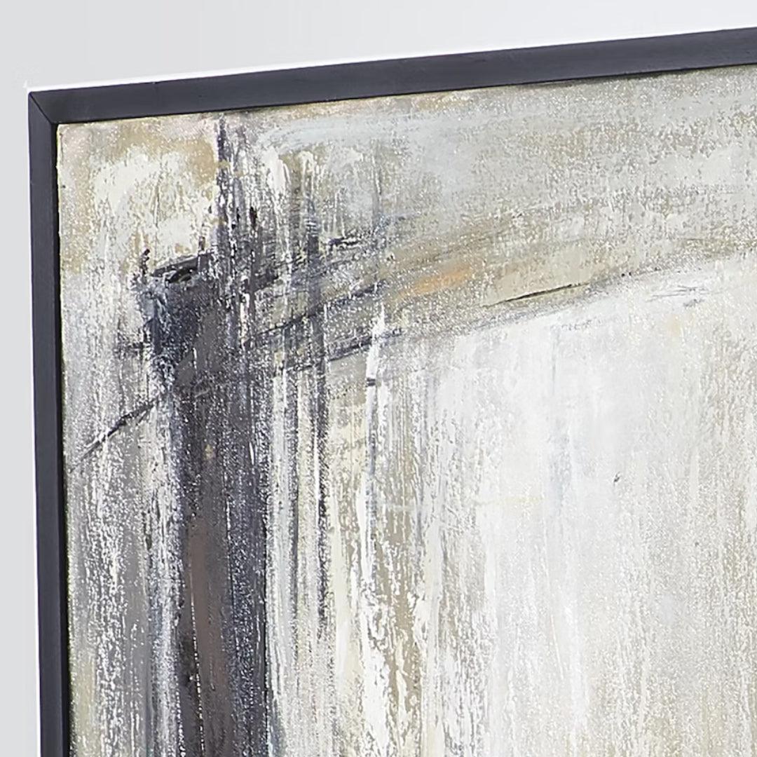 Oil Paint Abstract Black and White Canvas Wall Art