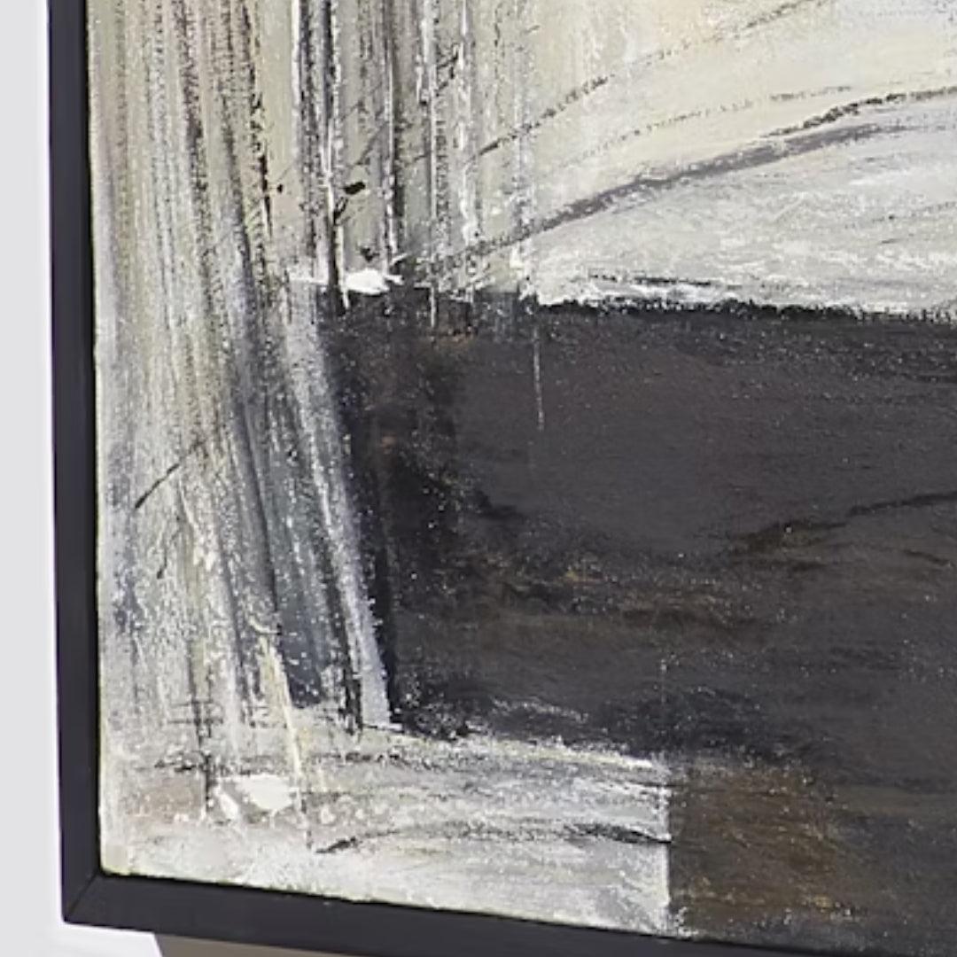 Oil Paint Abstract Black and White Canvas Wall Art