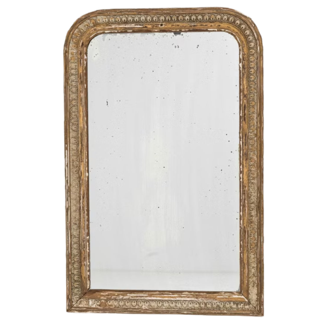 Gilded French Arched Antique Mantel Mirror - Circa 1860