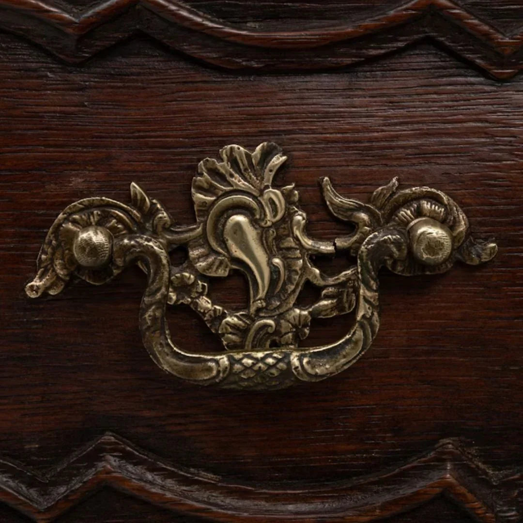 Antique French Walnut Commode with Brass Hardware, Circa 1879