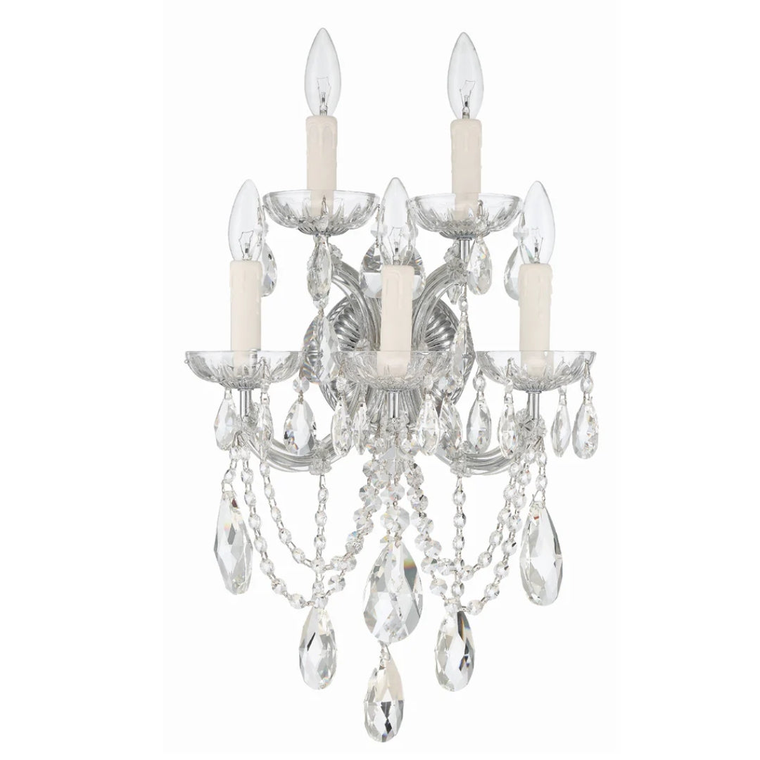 Classic French Clear Crystal Wall Sconce