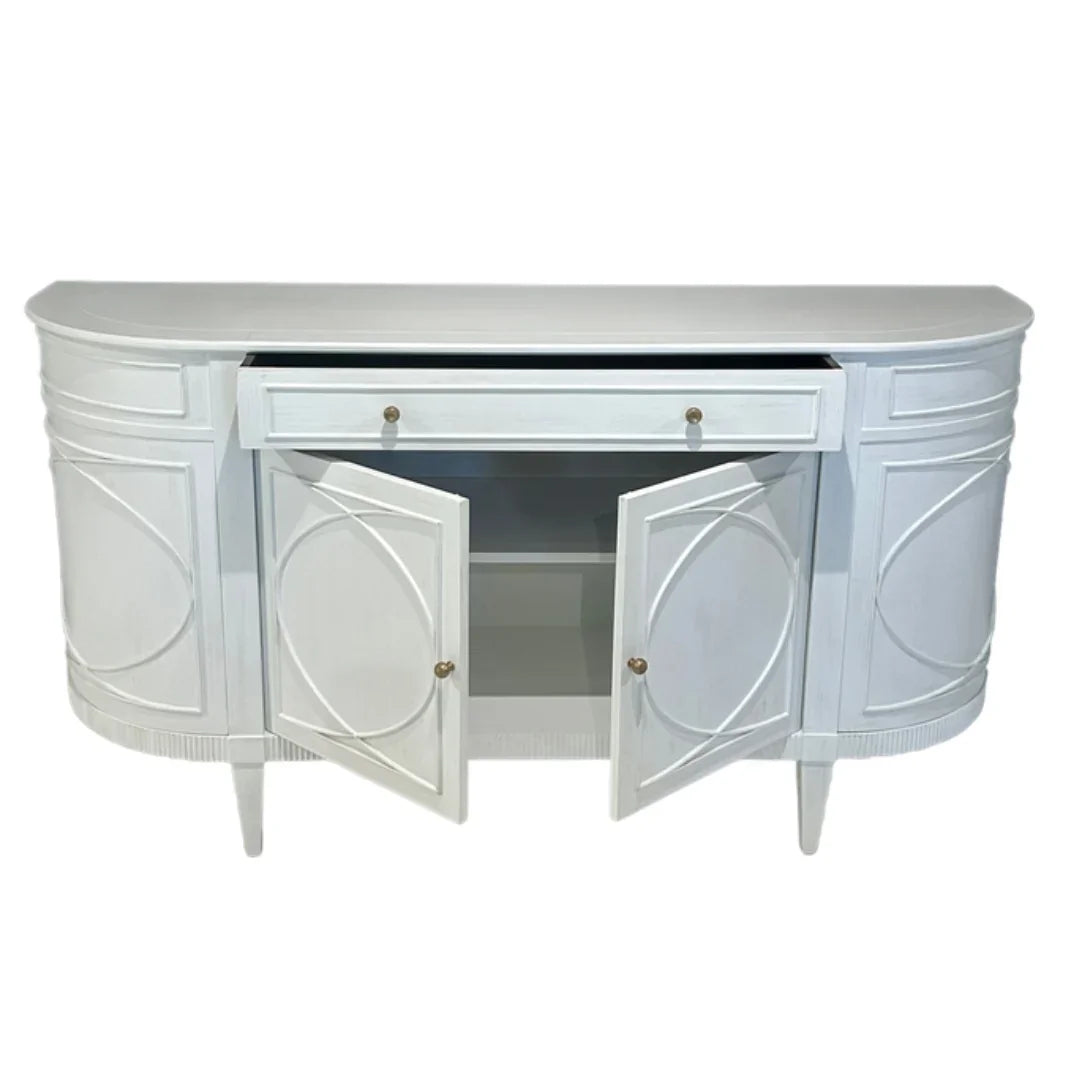 Elegant Curved White Sideboard