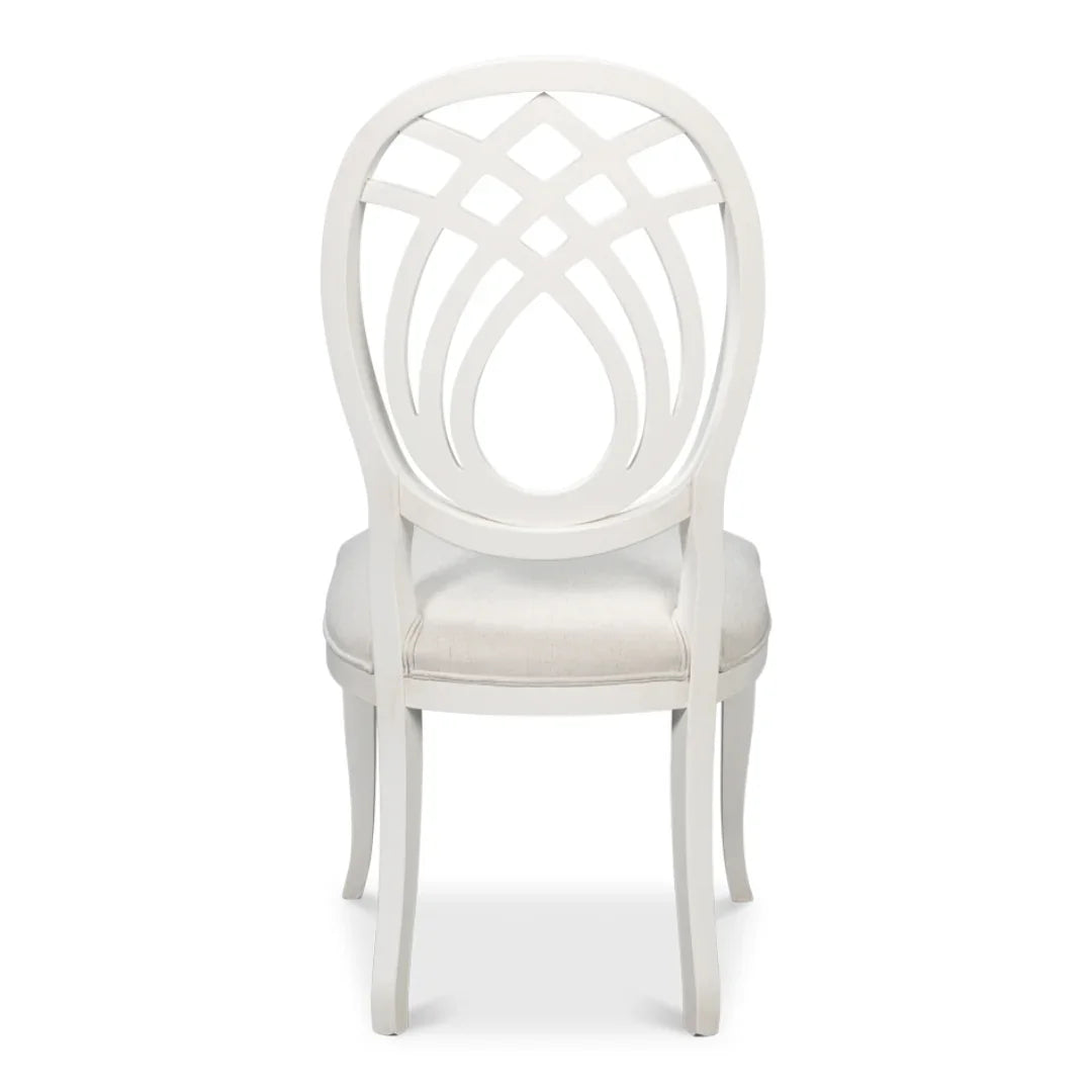 Elegant White Curved Lattice Back Chairs - Set