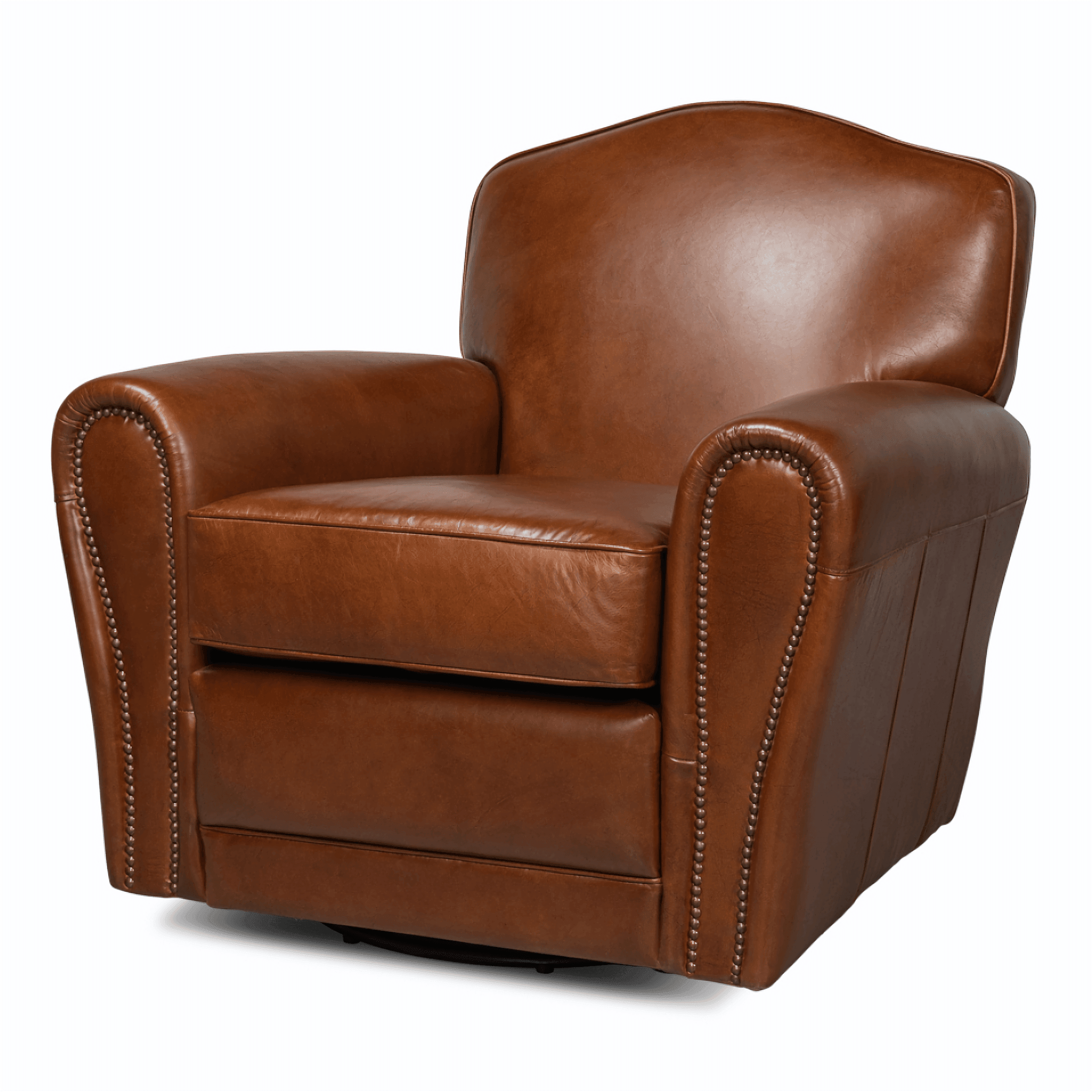 Havana Leather Club Swivel Chair