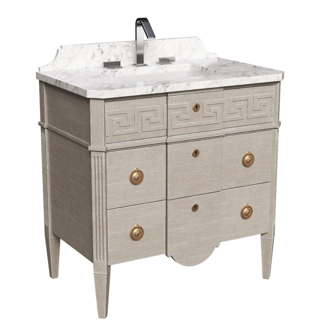 Greek Key Marble Top Vanity