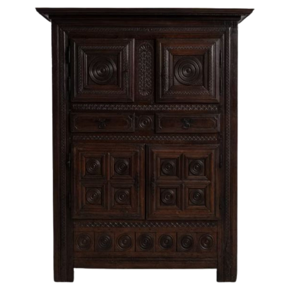 Majestic European Richly Carved Cabinet Chest, Circa 1800