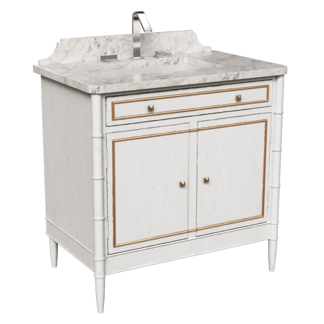 Gold Accent Marble Top Single Vanity
