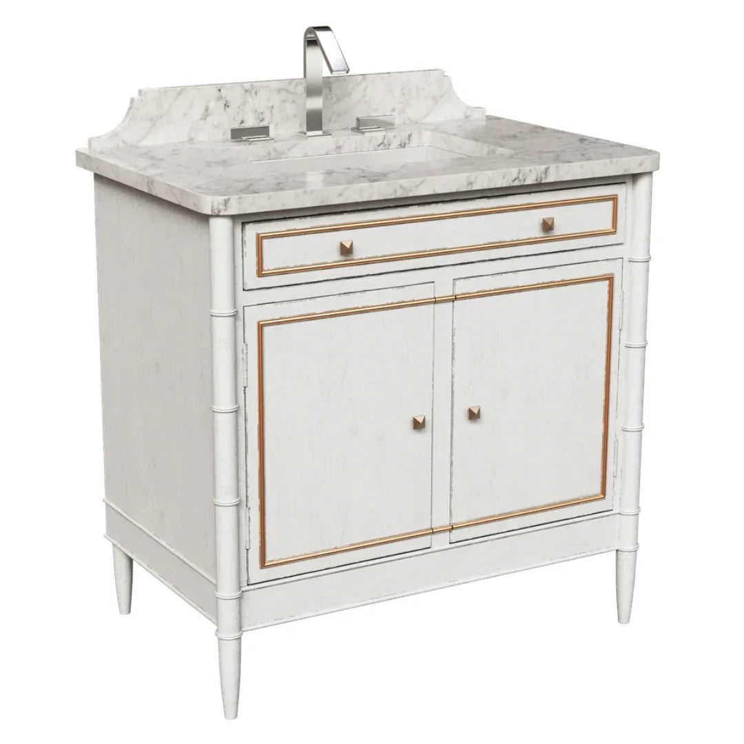 Gold Accent Marble Top Single Vanity