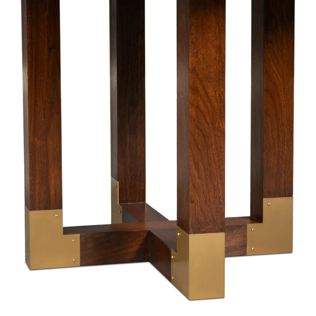 Expandable Round Walnut Dining Table