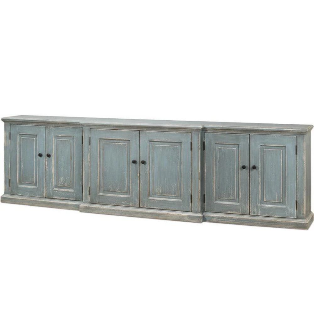 Extra Long Blue Grey Farmhouse Credenza