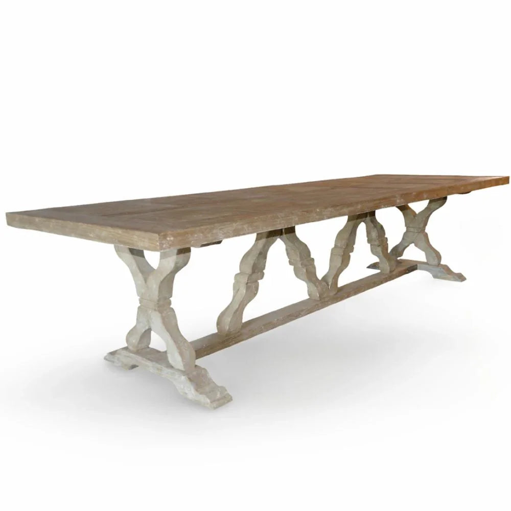 Extra Long French Wood Trestle Dining Table