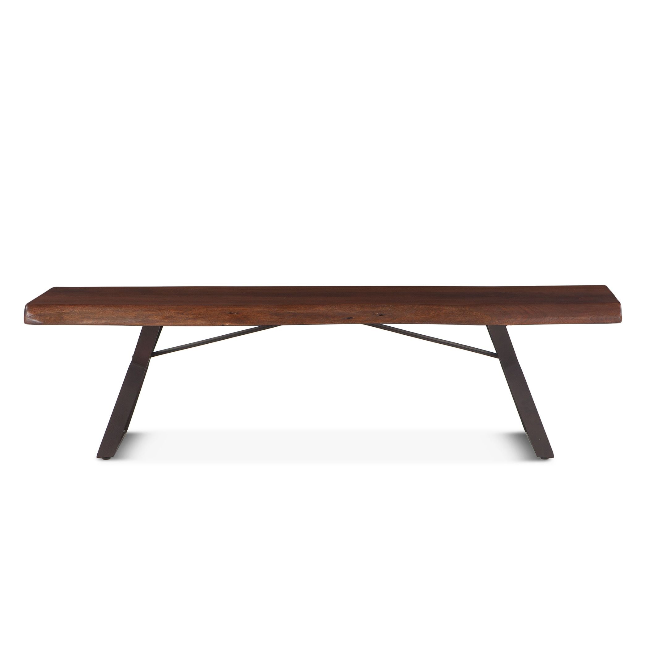 Industrial Live Edge Walnut Bench