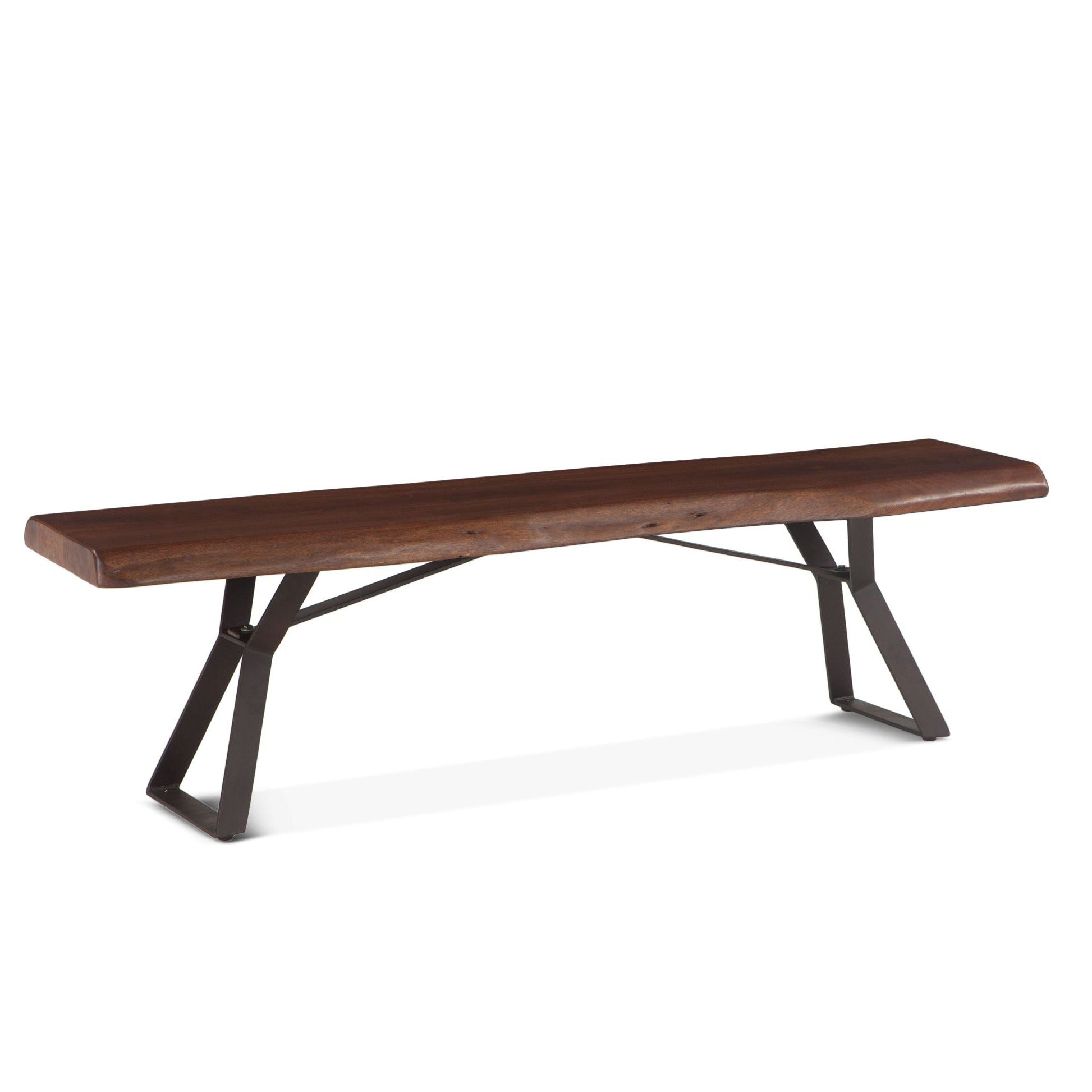 Industrial Live Edge Walnut Bench