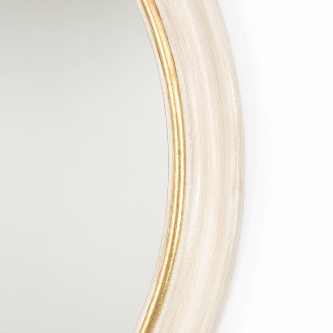 Shabby White & Gold Round Mirror